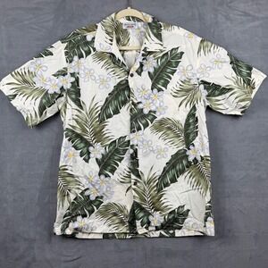 Pacific Legend Apparel Hawaiian Shirt Palm Frond‎ Floral Button Up Mens Medium